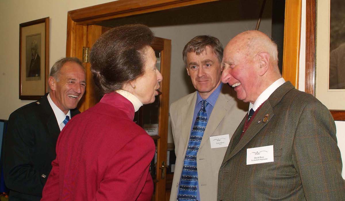 HRH Princess Anne, Jim Chair of IOTW, Sonny Rhind- Treasurer, and Davy Ross former Seaforth Highlander