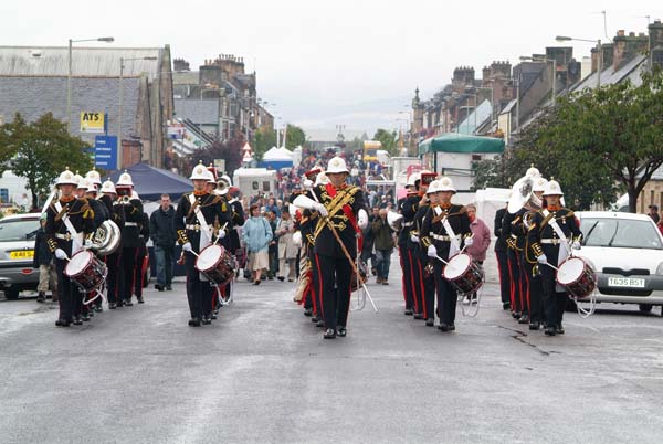 The Royal Marine band and local community marching at Invergordon Fleet Festival 15th September 2007