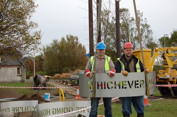 Fin and Al of DUFI with part of their piece, Foundations Fin and Al of DUFI with part of their piece, Foundations